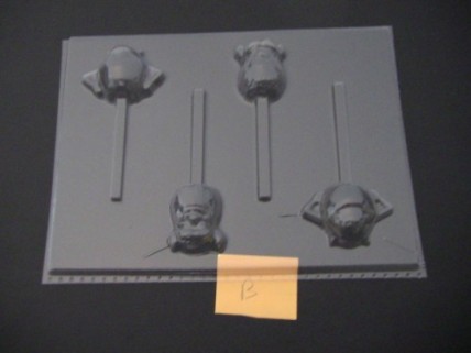 486sp Monster Co. Faces Chocolate Candy Lollipop Mold FACTORY SECOND